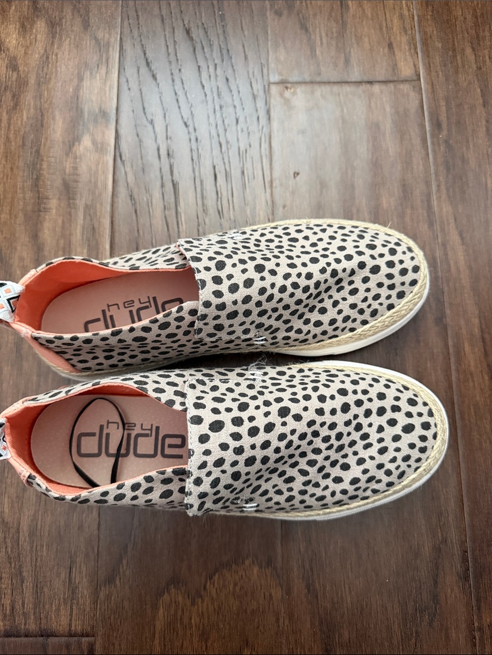 Hey Dude Slip-On Espadrilles in Stone with Black Spot Print